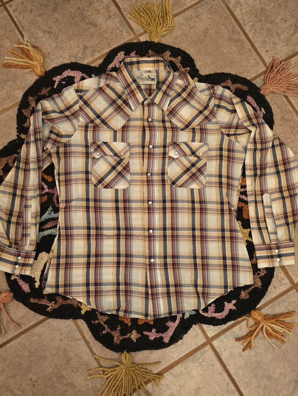 🔥🔥Vintage 70s Gap plaid pearl snap button up Size L 🔥🔥